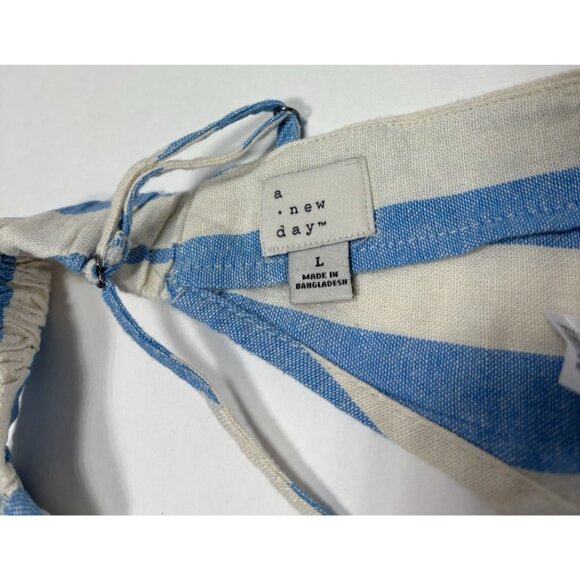 A New Day Women's Beach Bungalow Linen Bralette Tank Top Blue White Striped Lg - Picture 4 of 9